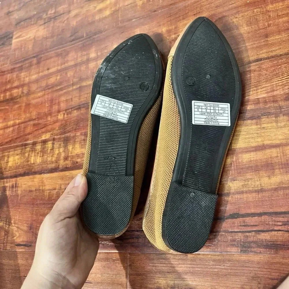 Womens Brown Mesh Pointed Toe Flat Sz US 8 NWOT Minimalist Old Money Classic - Picture 2 of 7